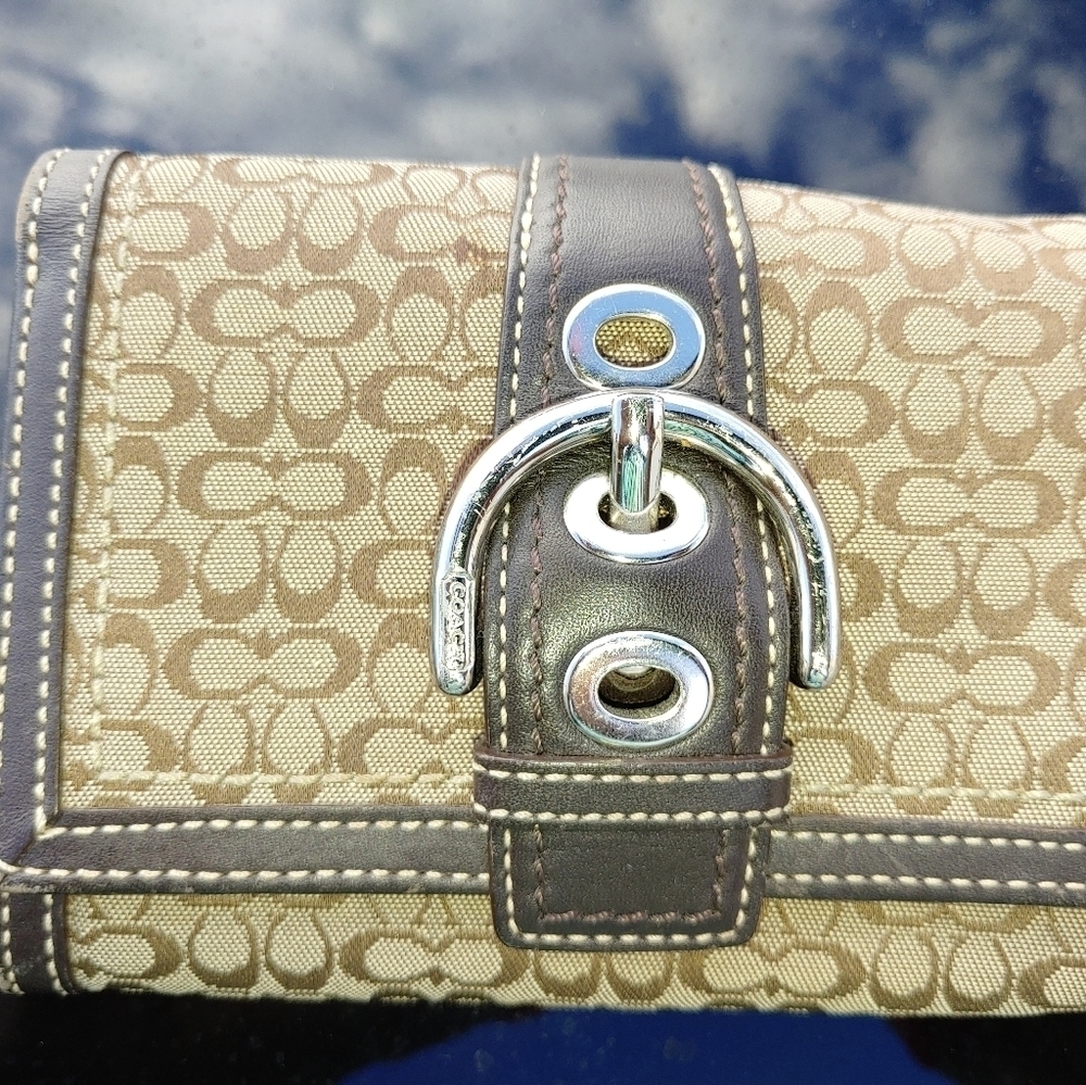 New Authentic Rare Coach Jacquard Wallet With Leather